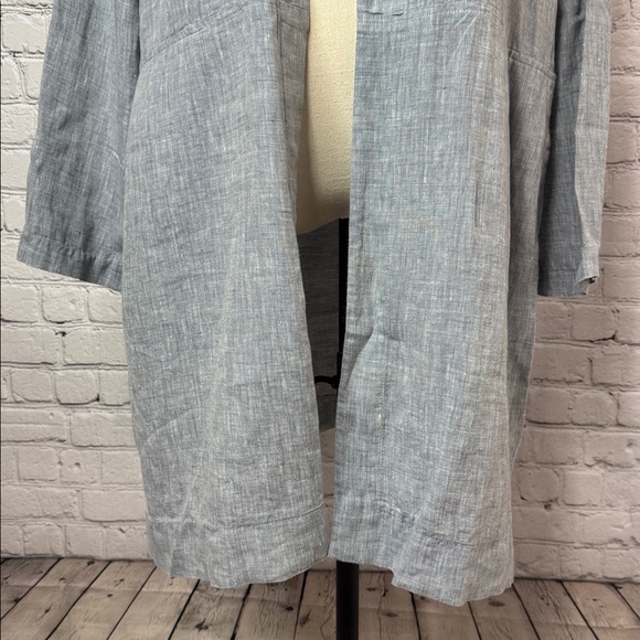 Eileen Fisher 100% Organic Cotton Loose Lightweight Blazer Duster Size L Large - Picture 11 of 13
